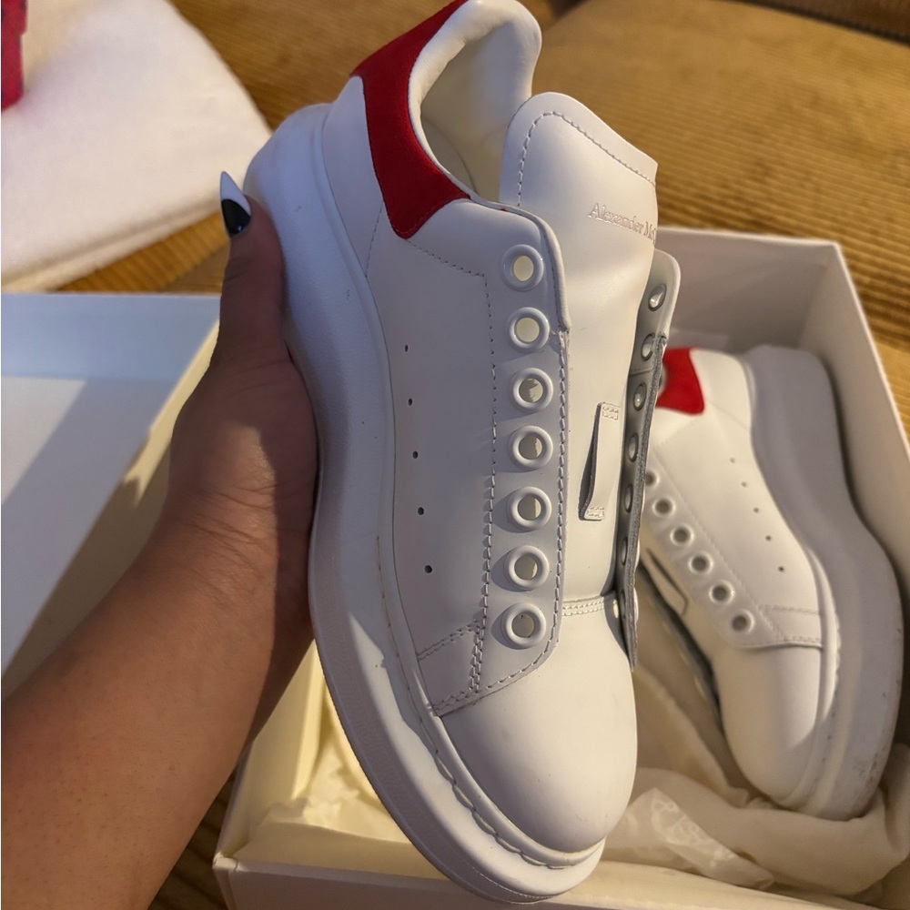 Alexander McQueen White and Red Sneakers